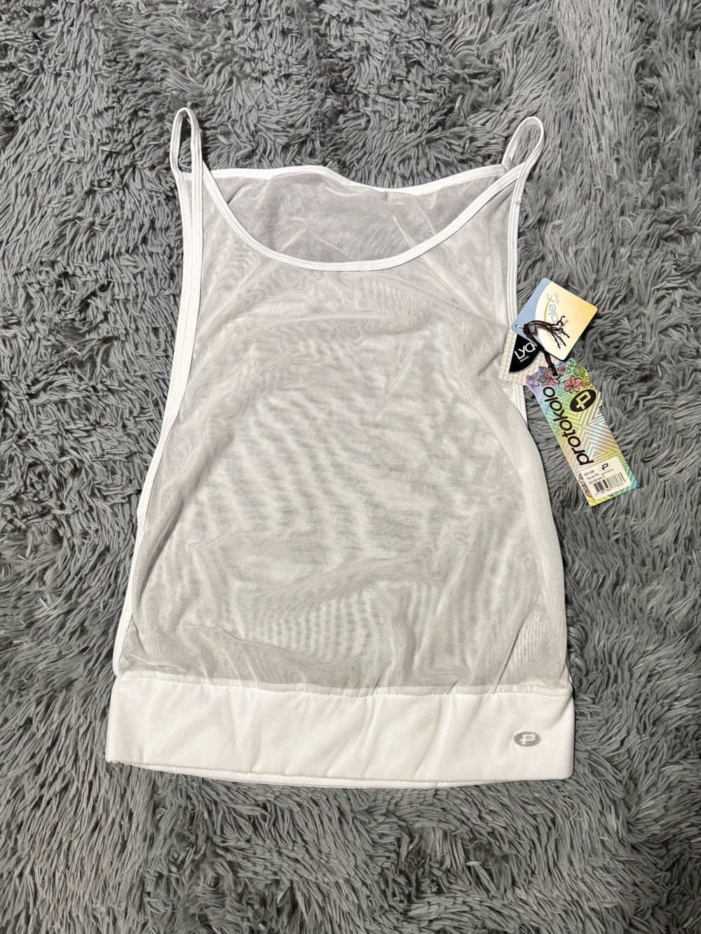 Protokolo White Mesh Tank Top NWT